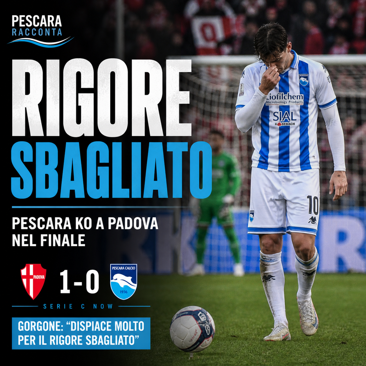 rigore sbagliato Padova Pescara