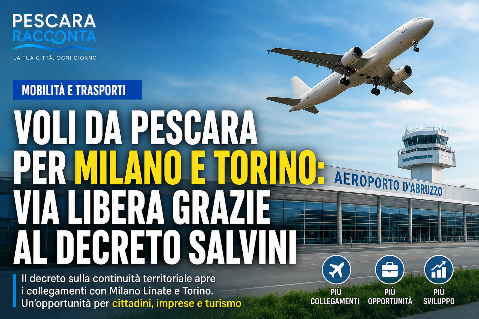 voli da Pescara per Milano e Torino